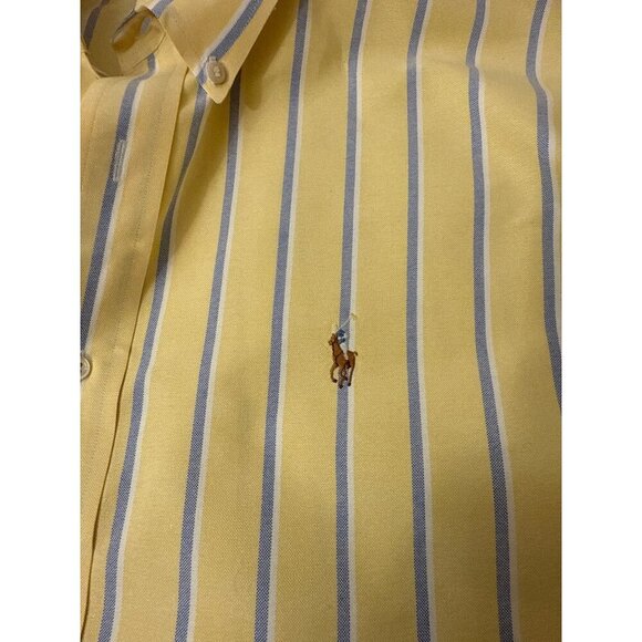 Ralph Lauren Blake Yellow & Blue Striped 100% Cotton Button-Up Shirt XXL - Picture 2 of 6